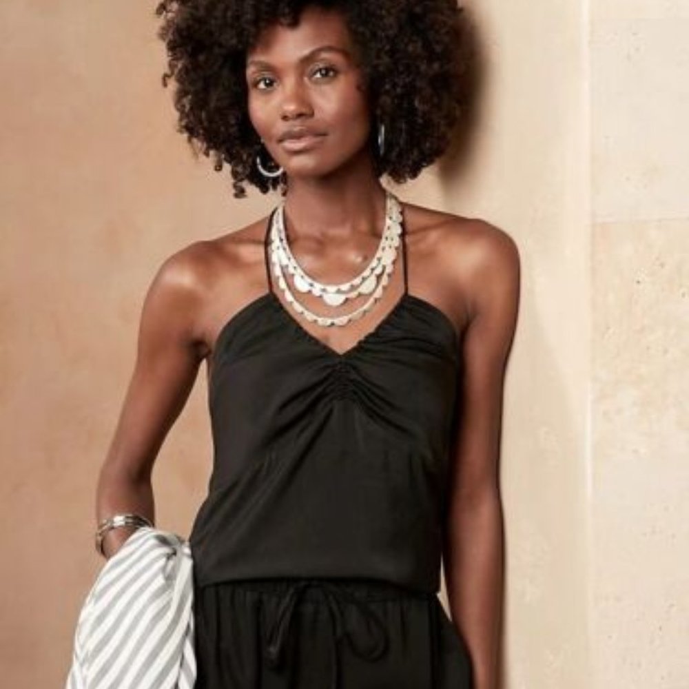 BANANA REPUBLIC Silky Halter Camisole in Black